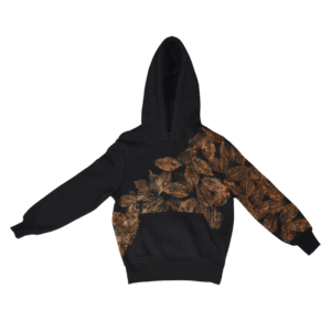 Kids Hoodie, Leaf print Bleach, Cherry Leafs, handmade