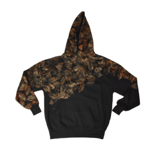 handmade bleach leaf print Hoodie black orange